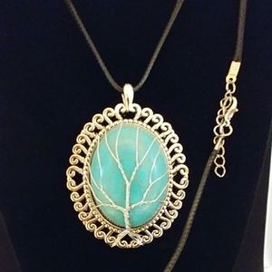 TREE OF LIFE Pendant With Turquoise Colored Center